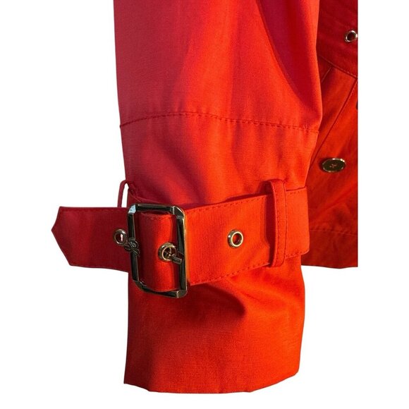 Sam Edelman Studded Collar Belted Button Down Trench Coat Hibiscus Sz Small Nwt - Picture 4 of 9